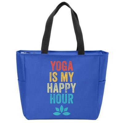 Yoga Is My Happy Hour Meme Vintage Funny Yoga Saying Gift Zip Tote Bag