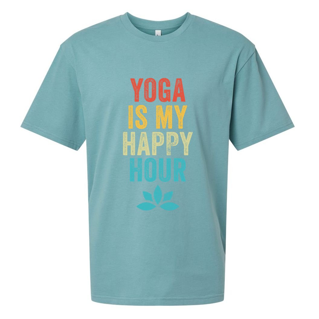 Yoga Is My Happy Hour Meme Vintage Funny Yoga Saying Gift Sueded Cloud Jersey T-Shirt