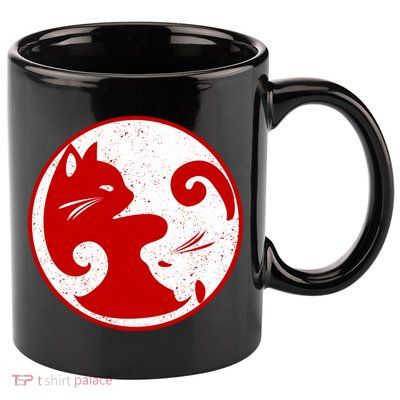 Yin Yang Cat 11oz C Handle Ceramic Mug