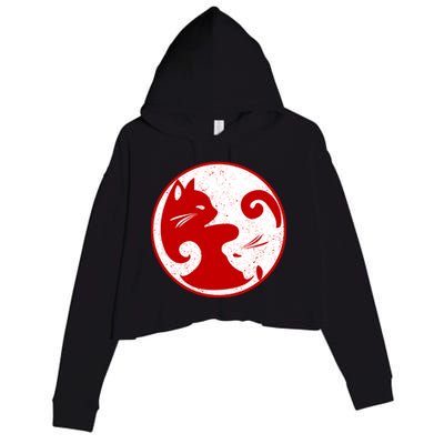 Yin Yang Cat Crop Fleece Hoodie