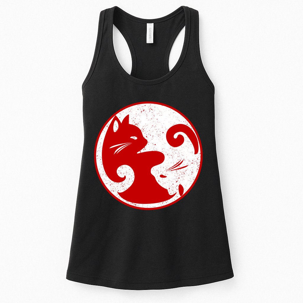 Yin Yang Cat Womens Tank Top