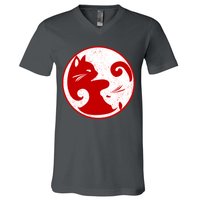 Yin Yang Cat V-Neck T-Shirt