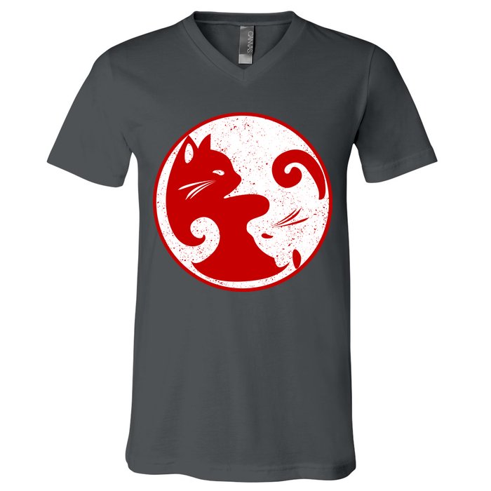 Yin Yang Cat V-Neck T-Shirt