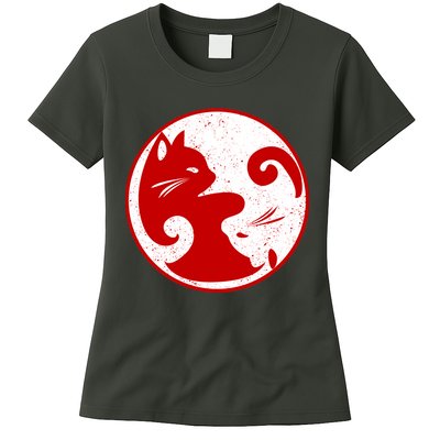 Yin Yang Cat Womens T-Shirt
