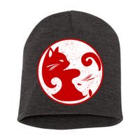 Yin Yang Cat Short Acrylic Beanie