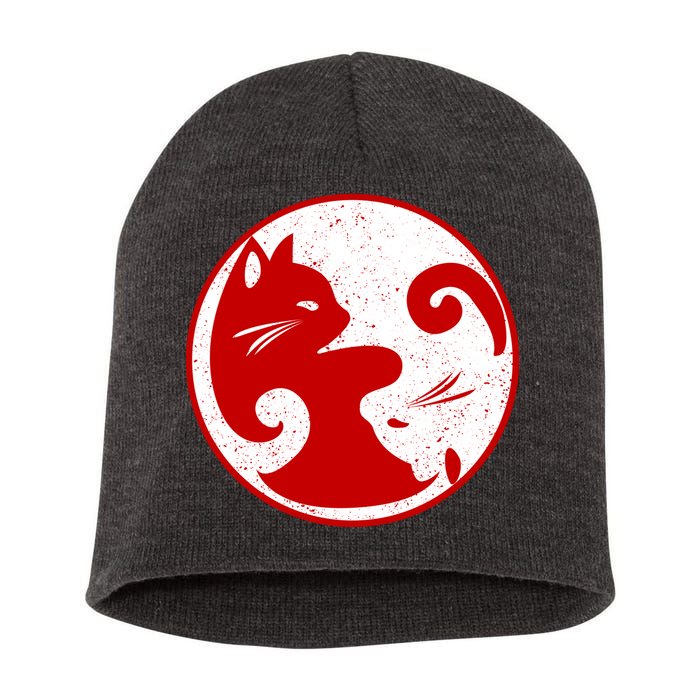 Yin Yang Cat Short Acrylic Beanie