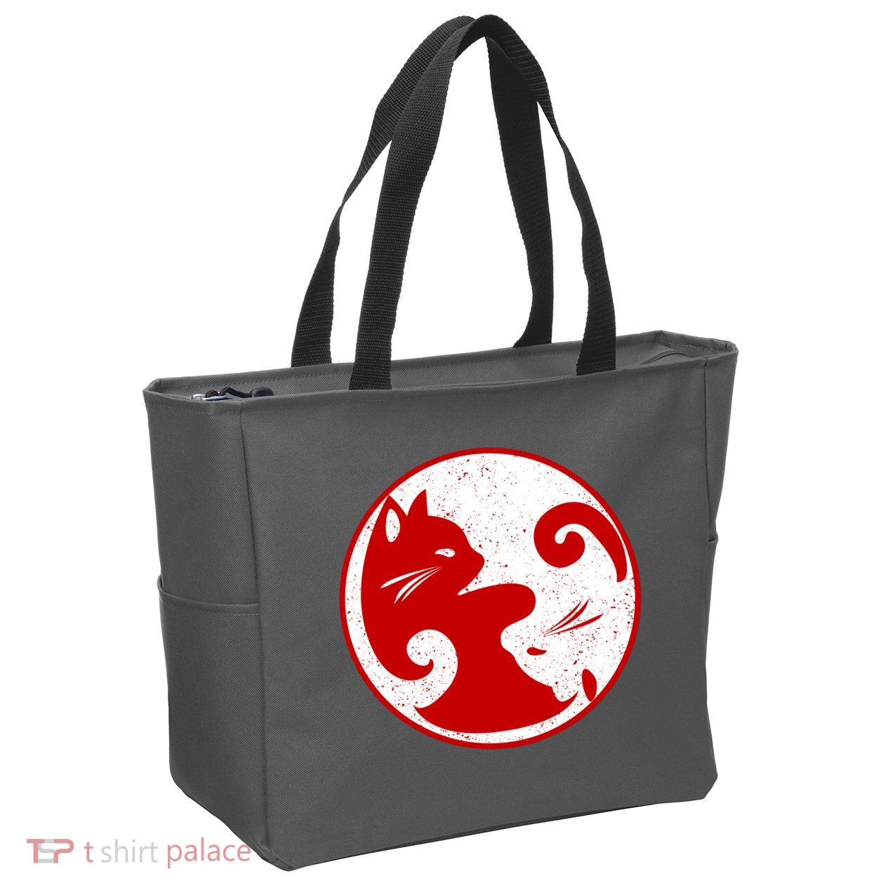 Yin Yang Cat Zip Tote Bag