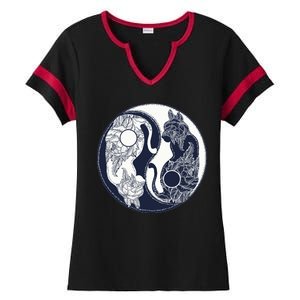 Yin Yang Cat Logo Ladies Halftime Notch Neck Tee