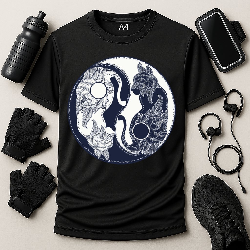 Yin Yang Cat Logo Cooling Performance Crew T-Shirt