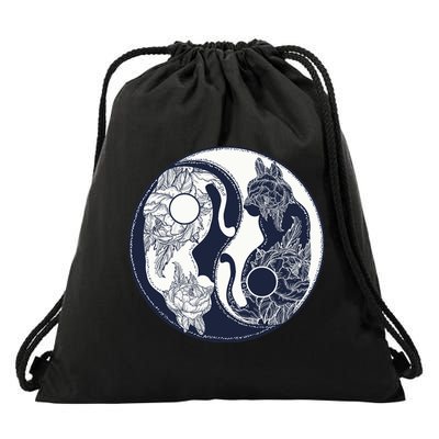 Yin Yang Cat Logo Drawstring Bag