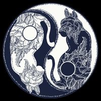Yin Yang Cat Logo Flat Bill Trucker Hat