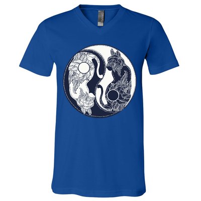 Yin Yang Cat Logo V-Neck T-Shirt