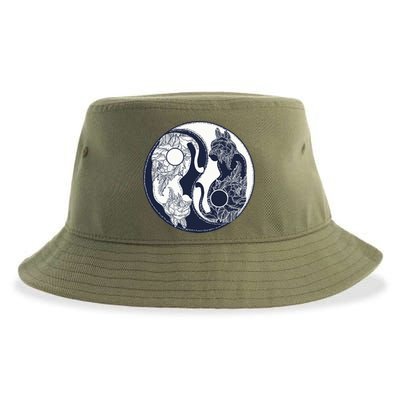 Yin Yang Cat Logo Sustainable Bucket Hat