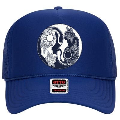 Yin Yang Cat Logo High Crown Mesh Back Trucker Hat