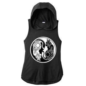 Yin-Yang Cats Ladies PosiCharge Tri-Blend Wicking Draft Hoodie Tank