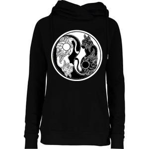 Yin-Yang Cats Womens Funnel Neck Pullover Hood