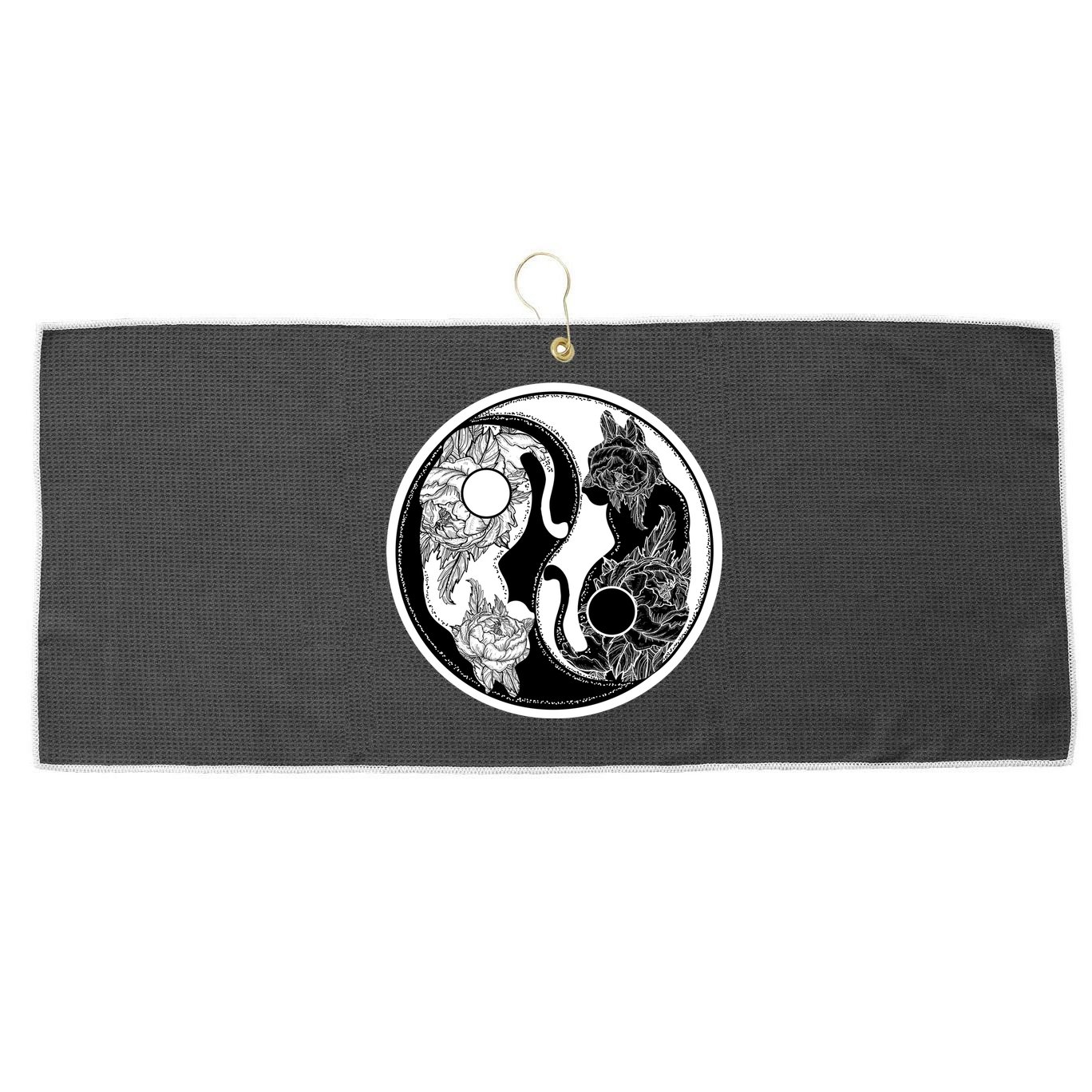 Yin-Yang Cats Large Microfiber Waffle Golf Towel