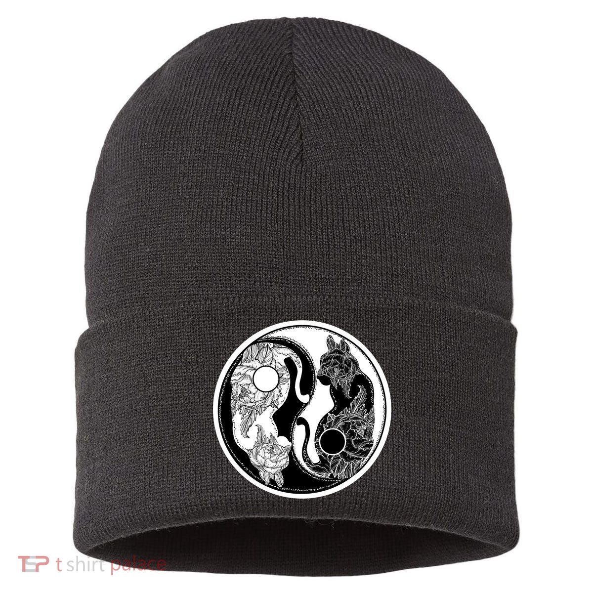 Yin-Yang Cats Sustainable Knit Beanie