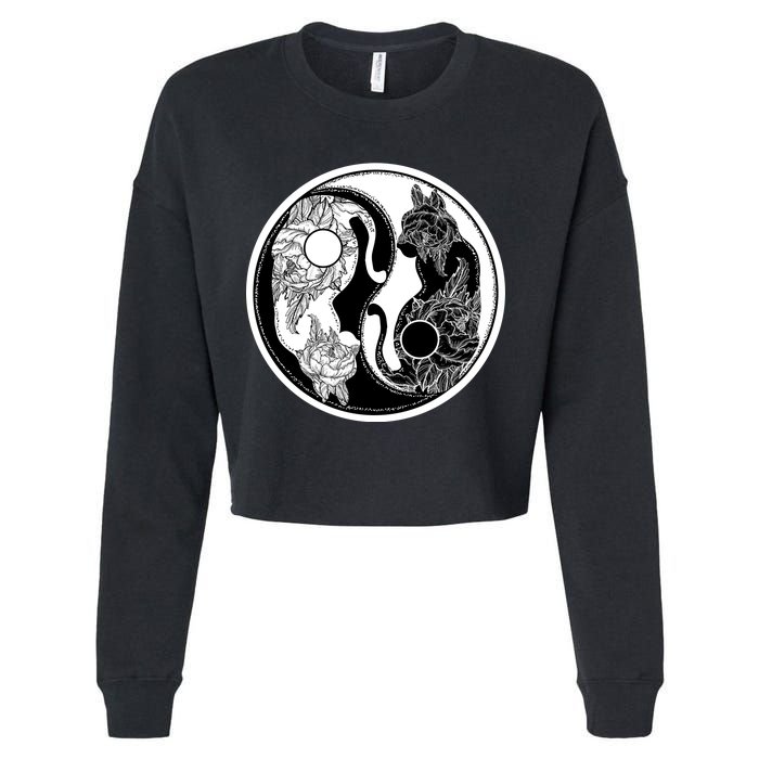 Yin-Yang Cats Cropped Pullover Crew