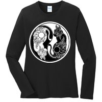 Yin-Yang Cats Ladies Long Sleeve Shirt