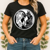 Yin-Yang Cats Womens T-Shirt