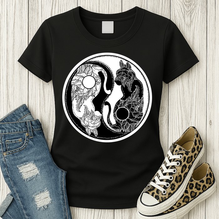 Yin-Yang Cats Womens T-Shirt