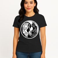 Yin-Yang Cats Womens T-Shirt