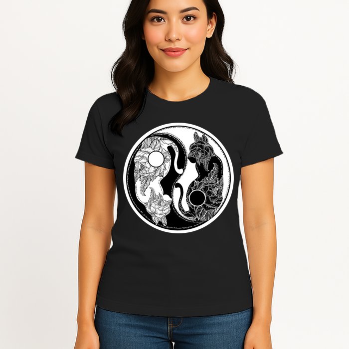 Yin-Yang Cats Womens T-Shirt
