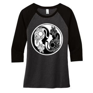 Yin-Yang Cats Women's Tri-Blend 3/4-Sleeve Raglan Shirt