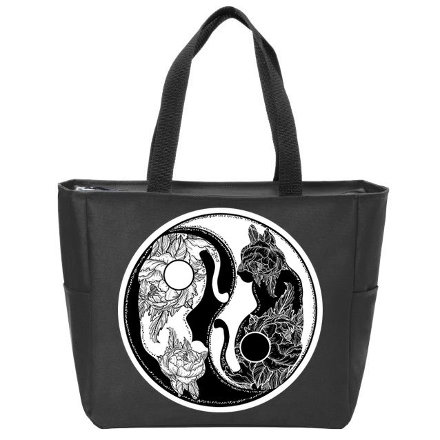 Yin-Yang Cats Zip Tote Bag