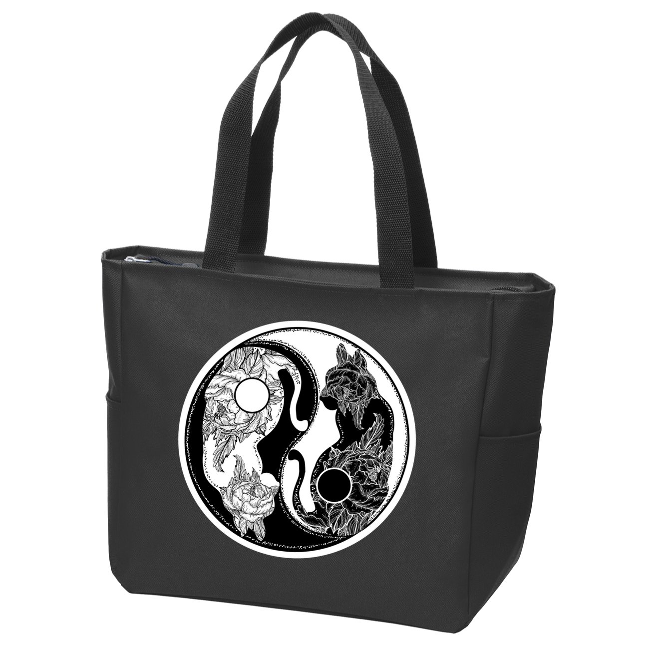 Yin-Yang Cats Zip Tote Bag