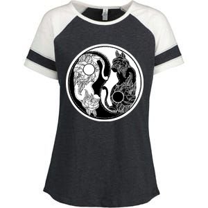 Yin-Yang Cats Enza Ladies Jersey Colorblock Tee