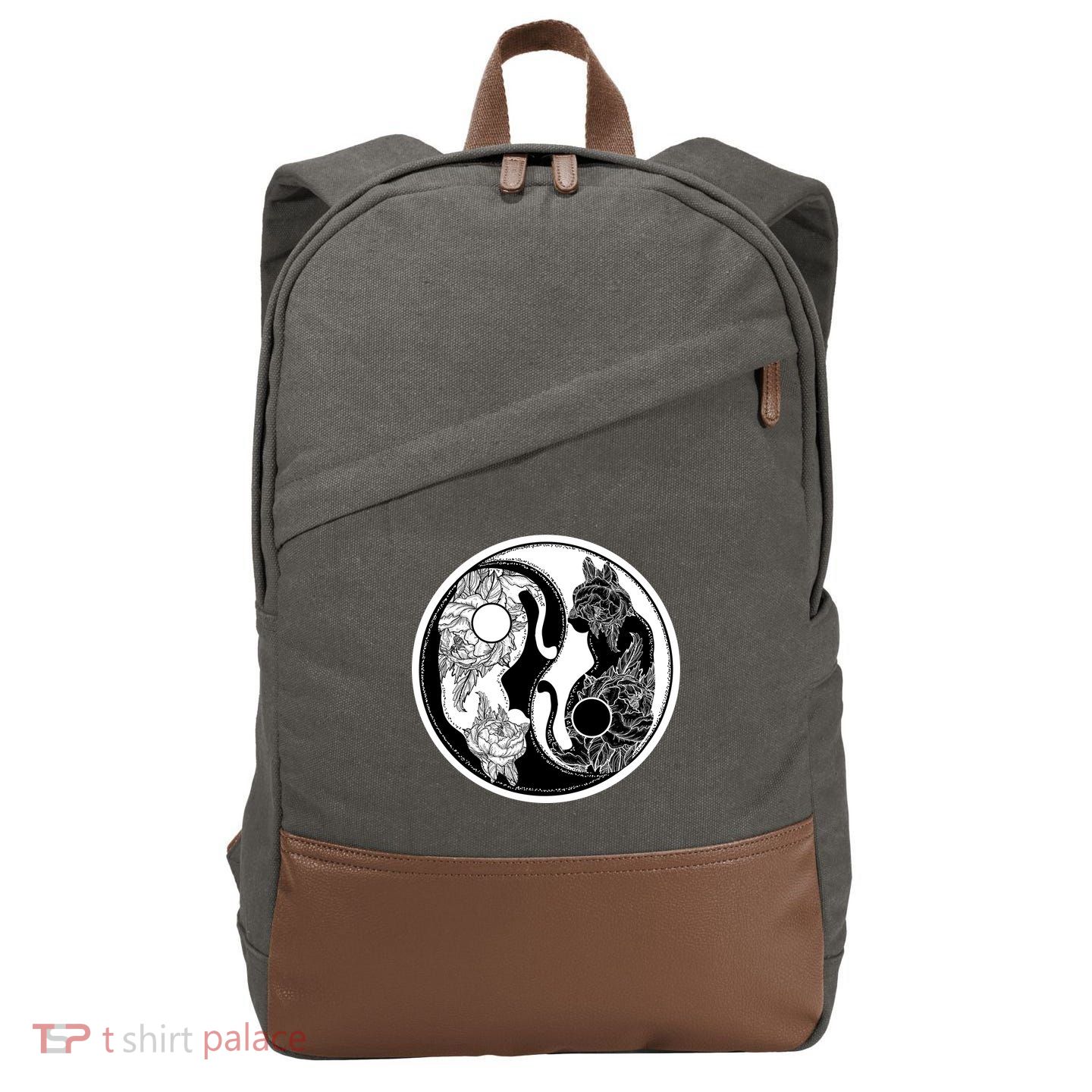 Yin-Yang Cats Cotton Canvas Backpack