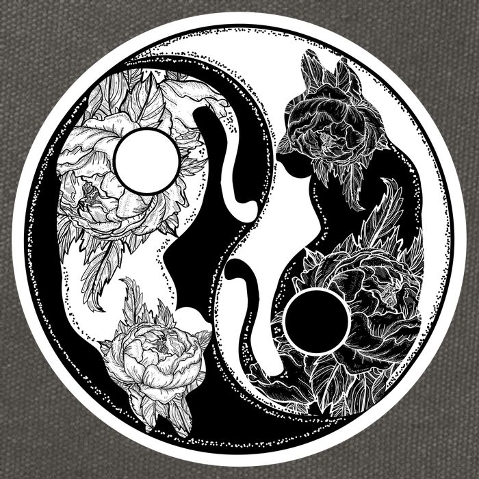 Yin-Yang Cats Cotton Canvas Backpack