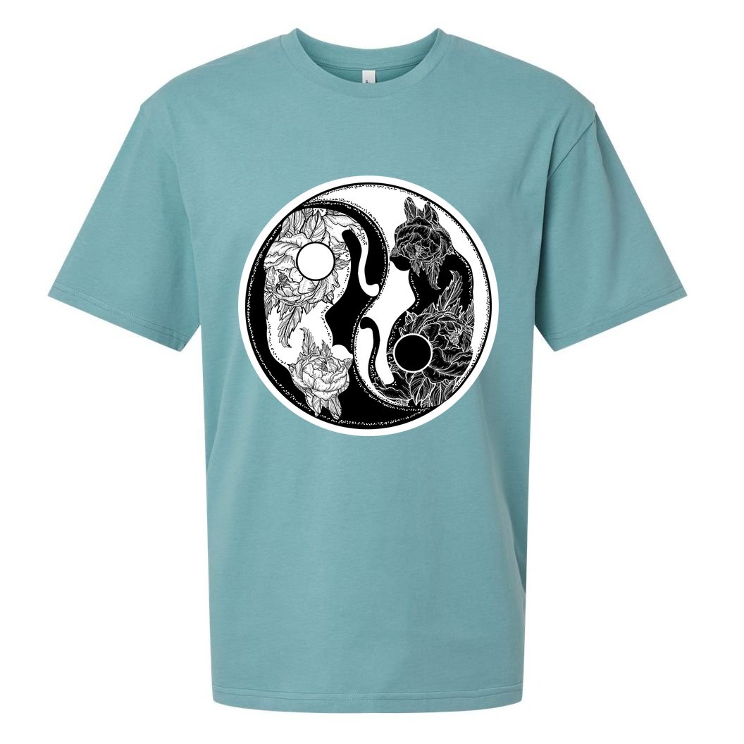 Yin-Yang Cats Sueded Cloud Jersey T-Shirt