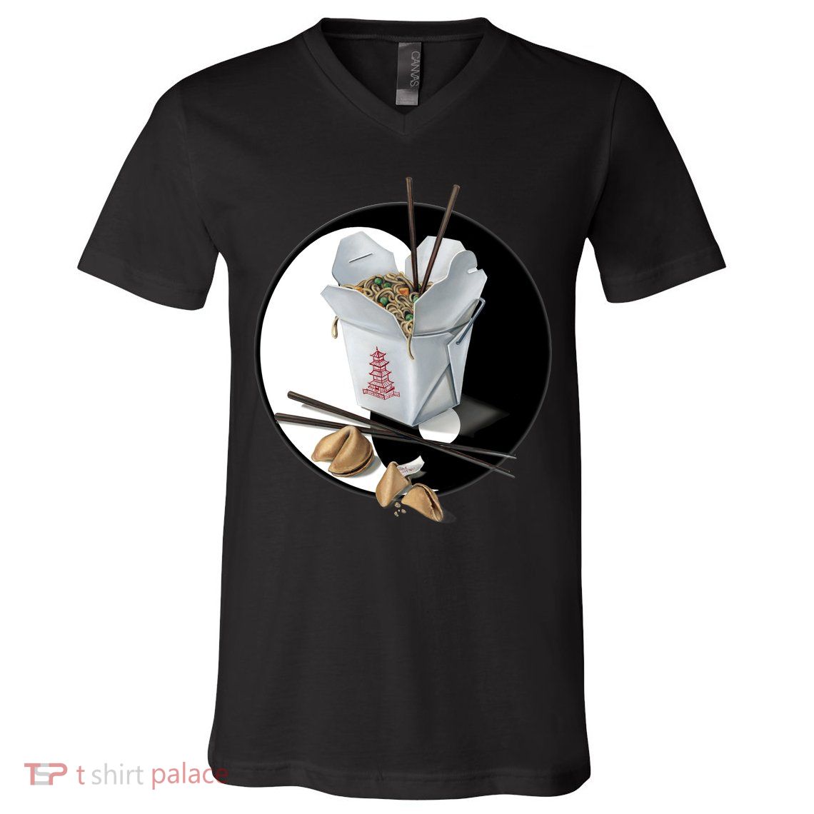 Yin Yang Takeout Chinese V-Neck T-Shirt