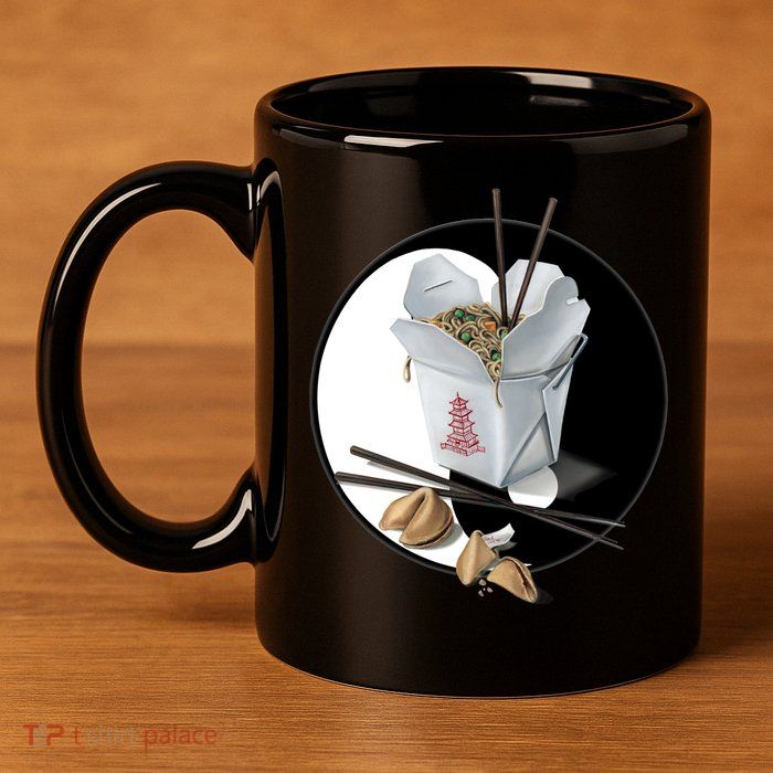Yin Yang Takeout Chinese 11oz C Handle Ceramic Mug