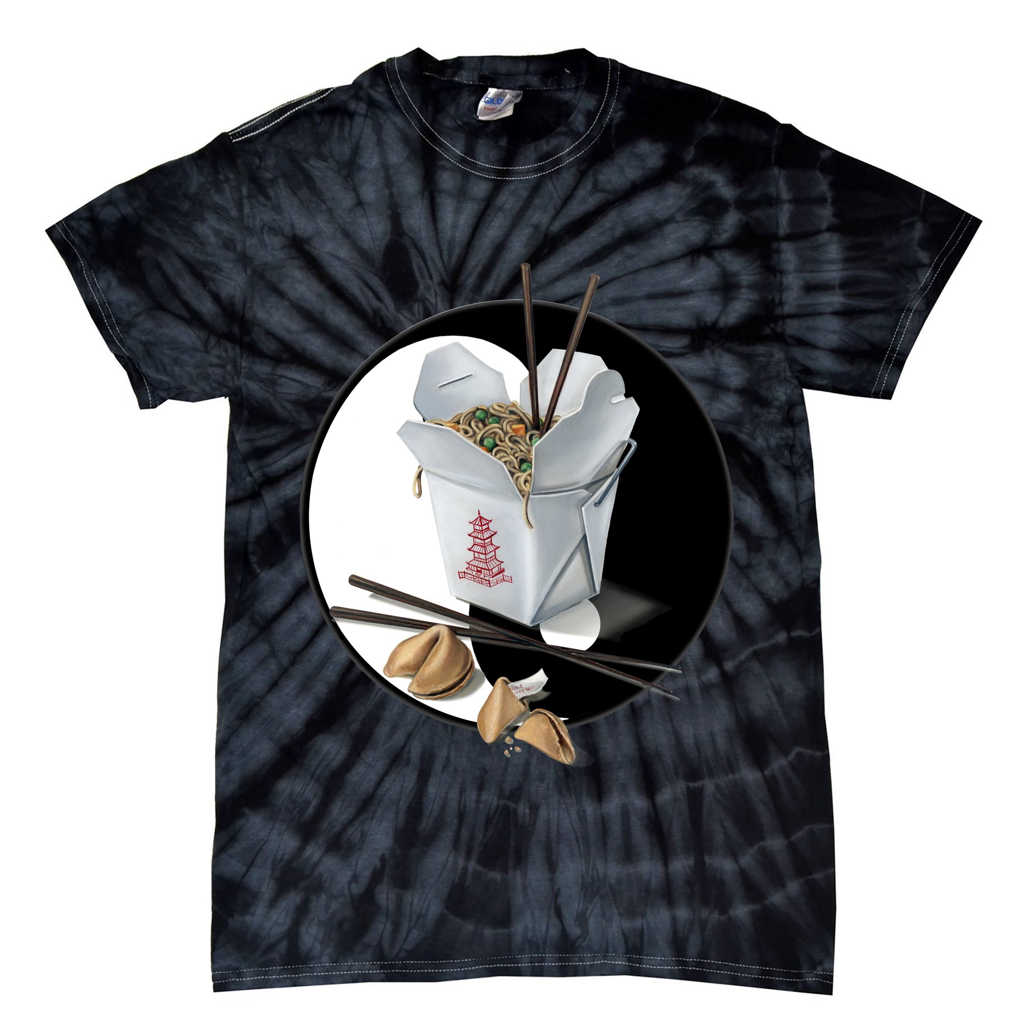 Yin Yang Takeout Chinese Tie-Dye T-Shirt