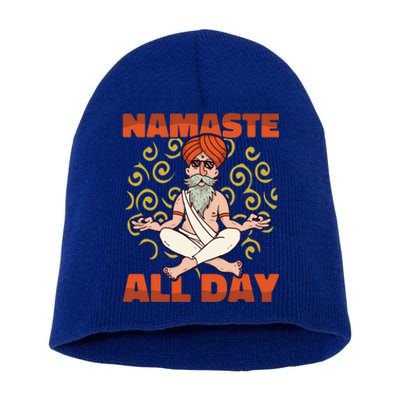 Yoga Instructor Namaste The Whole Day Meditation Yoga Gift Short Acrylic Beanie