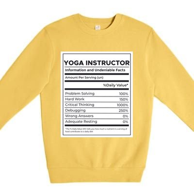 Yoga Instructor Nutrition Information Meaningful Gift Premium Crewneck Sweatshirt