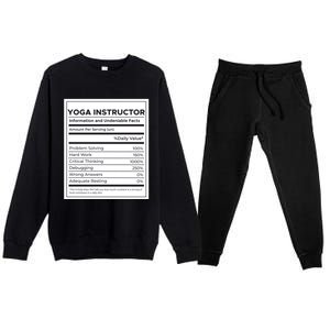 Yoga Instructor Nutrition Information Meaningful Gift Premium Crewneck Sweatsuit Set