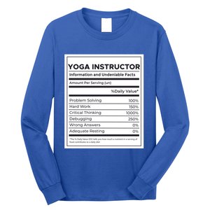 Yoga Instructor Nutrition Information Meaningful Gift Long Sleeve Shirt