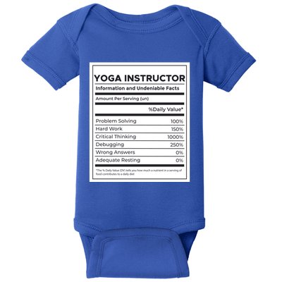 Yoga Instructor Nutrition Information Meaningful Gift Baby Bodysuit