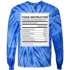 Yoga Instructor Nutrition Information Meaningful Gift Tie-Dye Long Sleeve Shirt