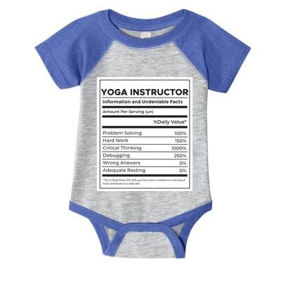 Yoga Instructor Nutrition Information Meaningful Gift Infant Baby Jersey Bodysuit