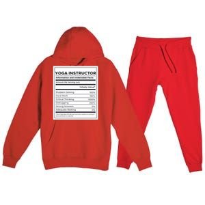 Yoga Instructor Nutrition Information Meaningful Gift Premium Hooded Sweatsuit Set