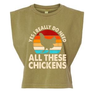 Yes I Need All Of These Chickens Funny Chicken Lover Garment-Dyed Women's Muscle Tee