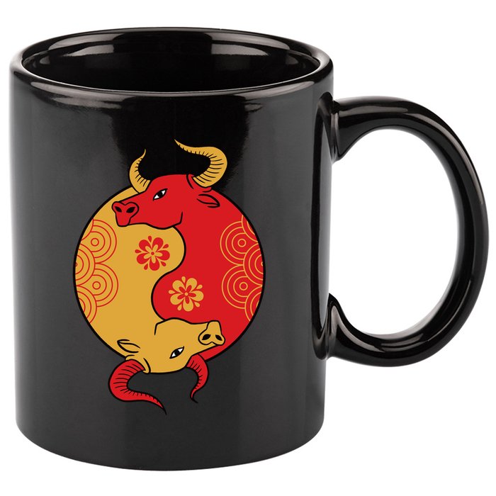 Ying Yang Ox 11oz C Handle Ceramic Mug
