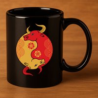 Ying Yang Ox 11oz C Handle Ceramic Mug