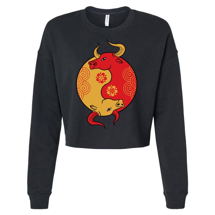 Ying Yang Ox Cropped Pullover Crew